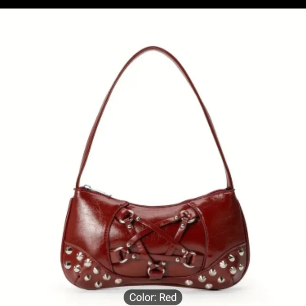 Women's Handbag‎ Gothic Punk Red Shoulder Purse Studded New Z6